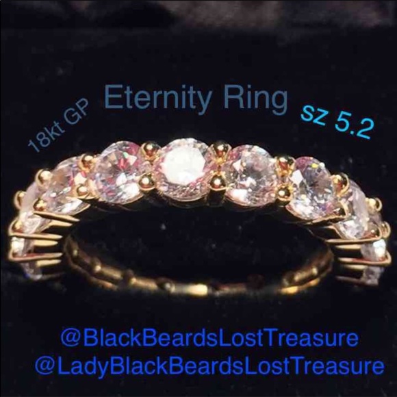 Eternity Ring 18kt GP(?) wWhite Crystals 5.2 - Picture 2 of 8